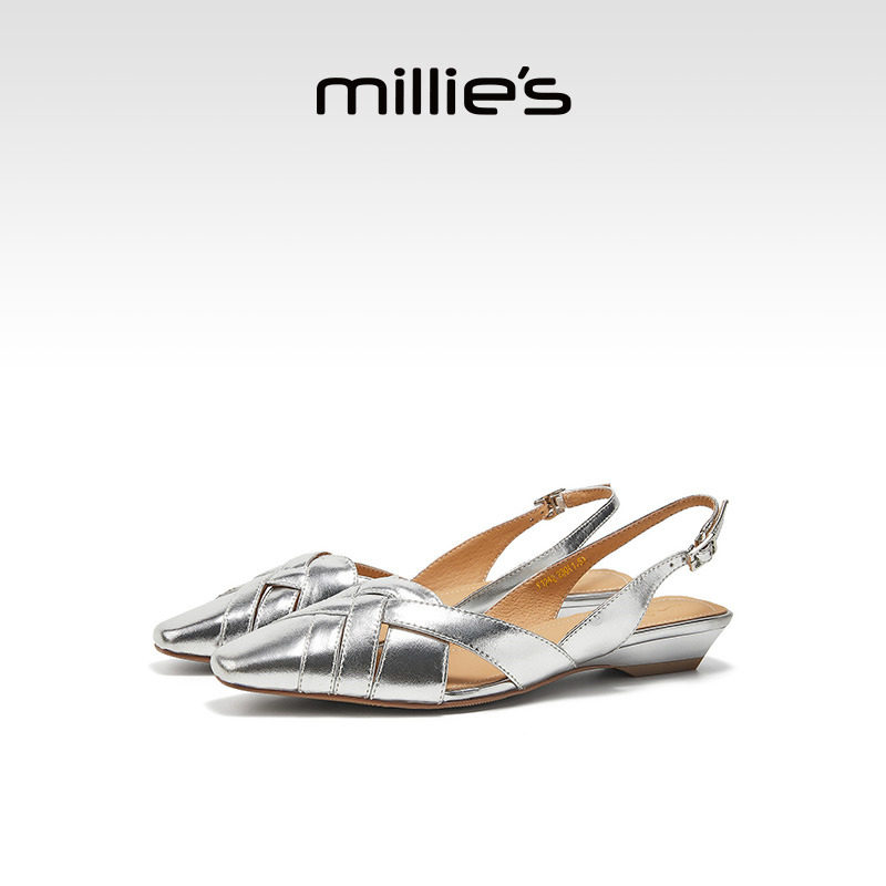 millies妙丽凉鞋女夏季外穿2025新款优雅高级感平底凉拖真皮通勤