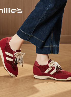 millies妙丽圆头平底德训鞋女2025春秋双色交叉绑带小众别致时尚