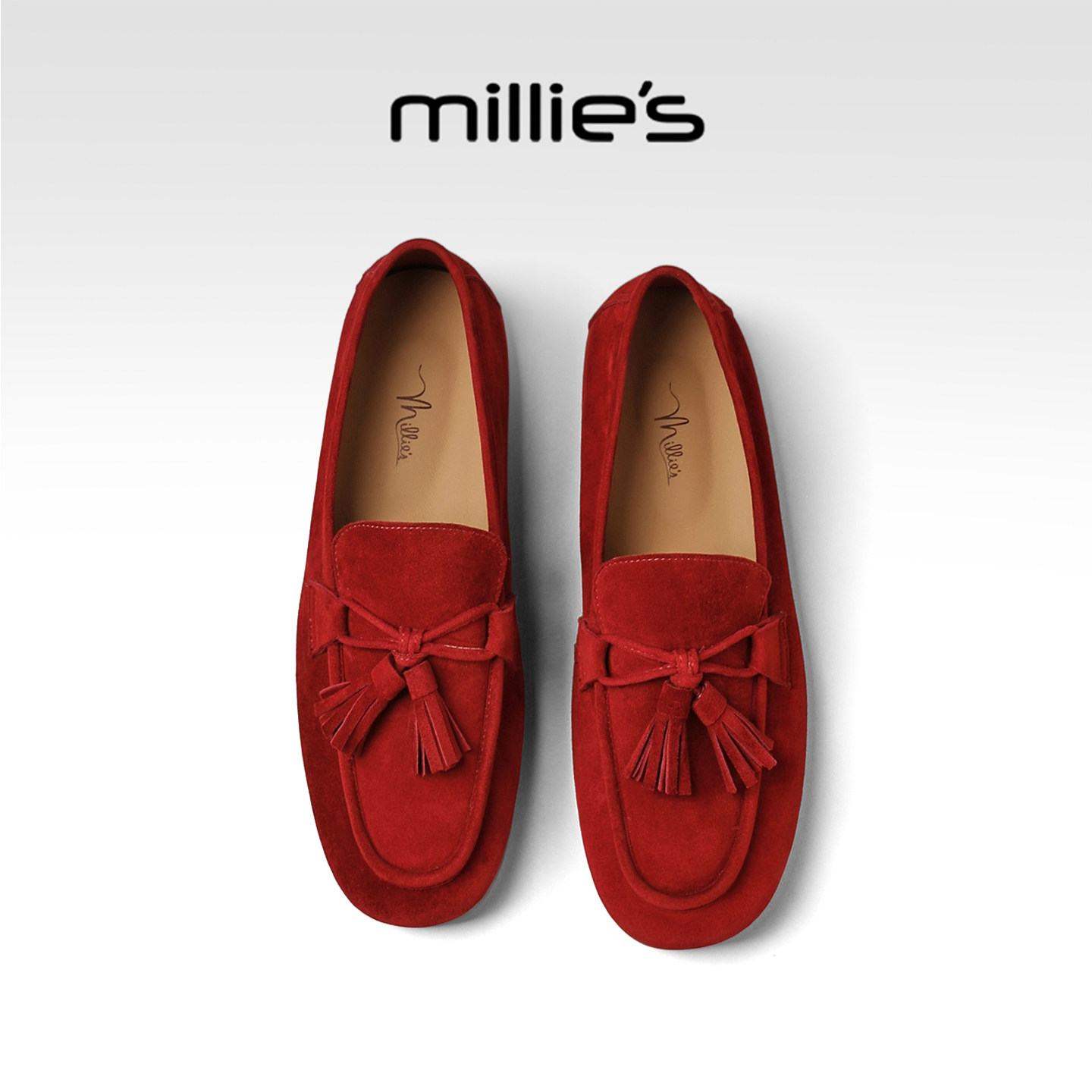 MILLIE'S/妙丽复古流苏乐福鞋2026春季女真皮百搭舒适老钱风单鞋