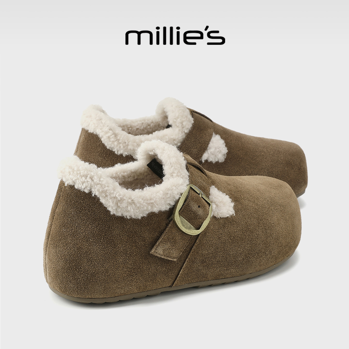 MILLIE'S/妙丽女鞋休闲毛毛鞋2025秋冬季新款加绒勃肯鞋保暖棉鞋,女鞋,勃肯鞋/软木鞋,淘宝优惠券,粉丝福利购,淘宝优惠卷