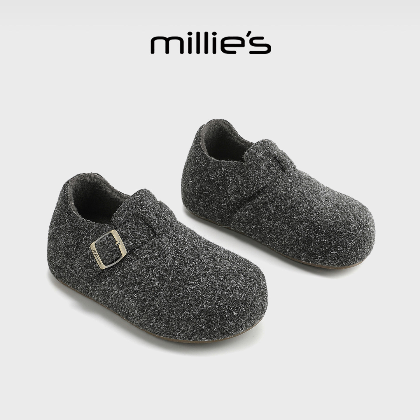 millies妙丽全包勃肯鞋女款冬季加绒毛毛棉鞋一脚蹬毛呢棉鞋保暖,女鞋,勃肯鞋/软木鞋,淘宝优惠券,粉丝福利购,淘宝优惠卷