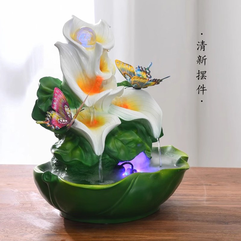 速发创意桌面马蹄莲鱼缸循环流水摆件客厅轻奢水景观装饰新婚乔迁