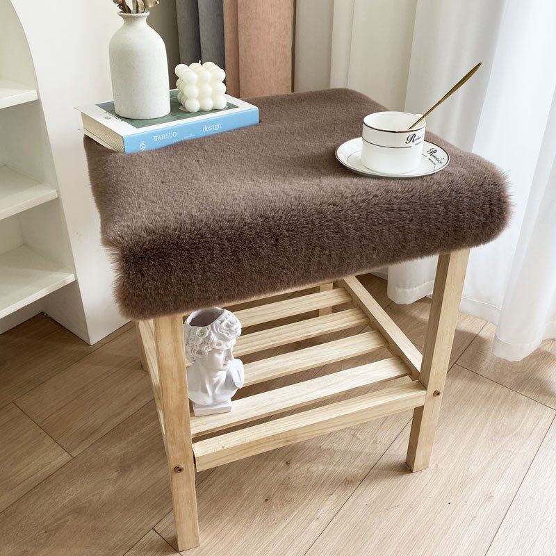 速发仿床头柜梳短毛绒椅垫垫妆台桌面装饰垫子餐茶布书桌垫桌几垫
