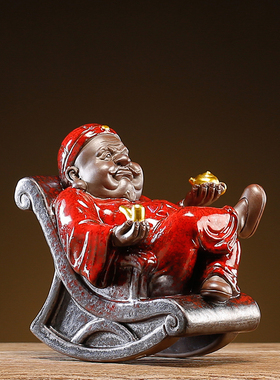 速发创意财主老爷摆件新中式家居饰品陶瓷工艺桌品面装饰礼物人品