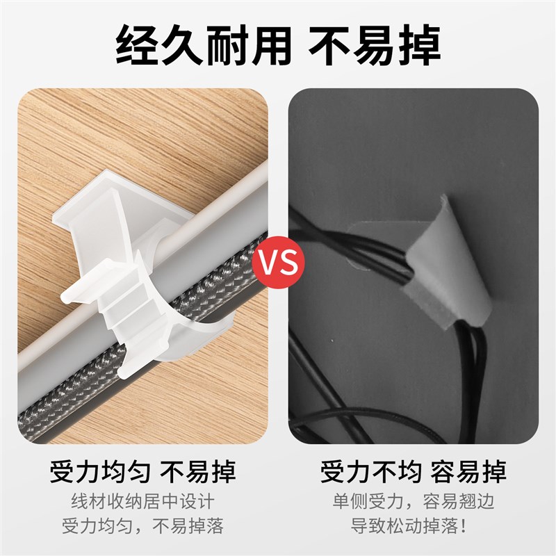 速发电线固定器收纳神器电脑桌面网线束线理线器可调节固定卡扣