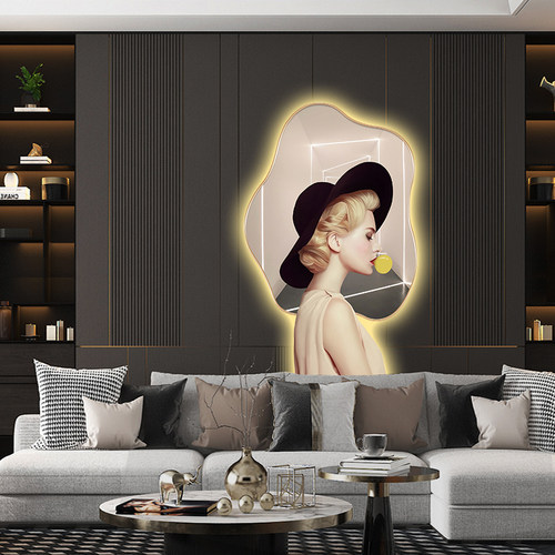 速发人沙客厅装饰画高级感氛围画灯画简约壁画背发物景墙挂画