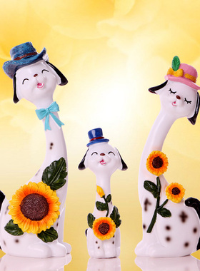 速发风格设居饰品摆件斑点狗一家三口厅家创意客摆桌面工艺品个性