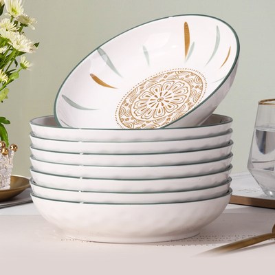 速发厚加陶瓷盘子菜盘家用清康釉下彩可微波防烫圆形小健新盘碟子