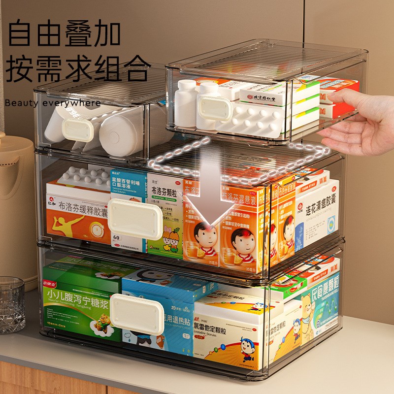 速发透救防尘收纳盒药箱装庭家急明药盒防潮抽屉式多层医药箱