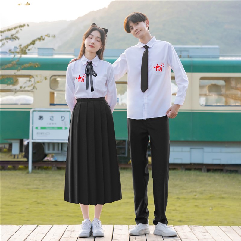 速发班服学院风长裙套装初中生朗诵演出服高中学生运动会韩系校服