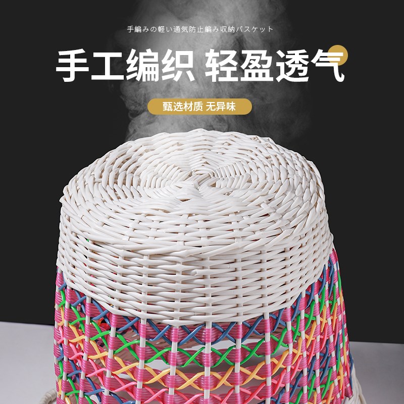 速发轻奢脏衣服收纳筐洗衣篮藤编蓝装放衣的玩篓物框家用款衣具桶