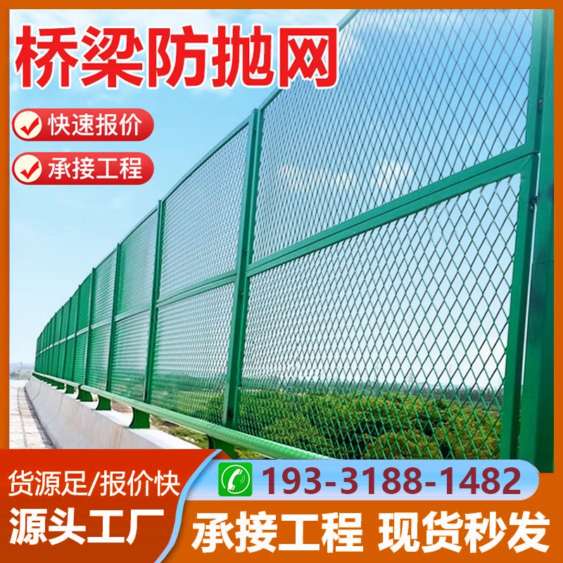 速发桥梁防抛网高速公路防落物网天桥网护隔离防护栏钢板网浸塑防