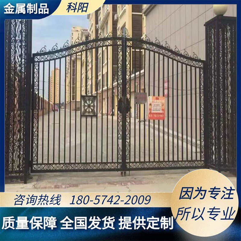 速发铁艺大门小区别墅平开门厂区学校欧式中式铁制大门制作厂家直