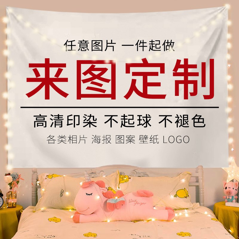 现货速发背景墙挂布墙面装饰房间照片挂画布床头挂毯露营直播主播图片