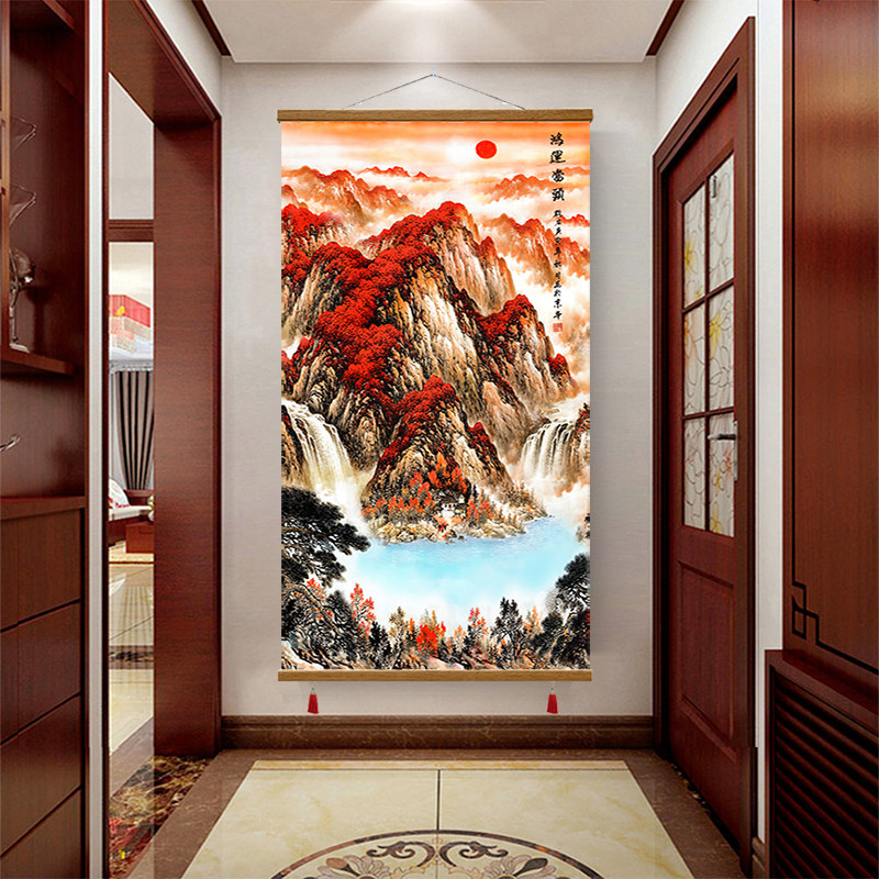 速发新画挂鸿运当头装饰中玄关客厅山水画聚宝盆走廊办公室招财式
