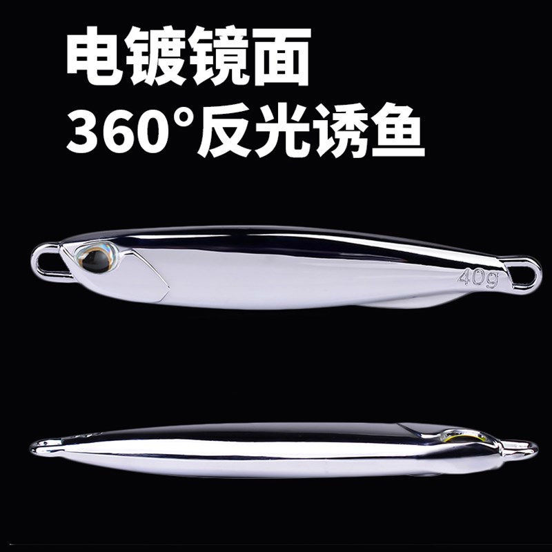 速发镜面电镀铁板路加长款旋转亮片快抽鲅鱼仿生饵钓翘嘴假饵