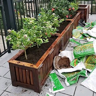 速发户外台种植盆防腐防长优质竹栅栏半圆花边花盆 晒方形-厂家直