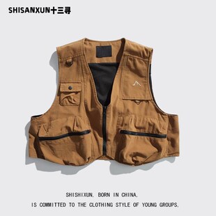 速发SHISAXU袋古多男复工装机能战术马甲口宽松情侣坎肩外套