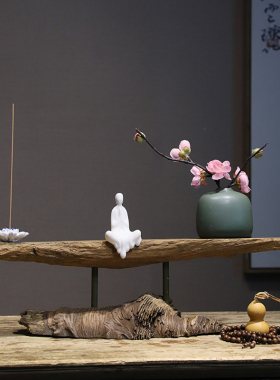 新中式陶瓷禅意摆件天然风化木枯木艺术装饰品茶室客厅电视柜酒店