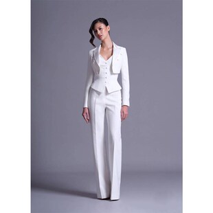 长袖 套装 西装 独特马甲高腰长裤 三件套 领高级外套气质修身 春秋新款