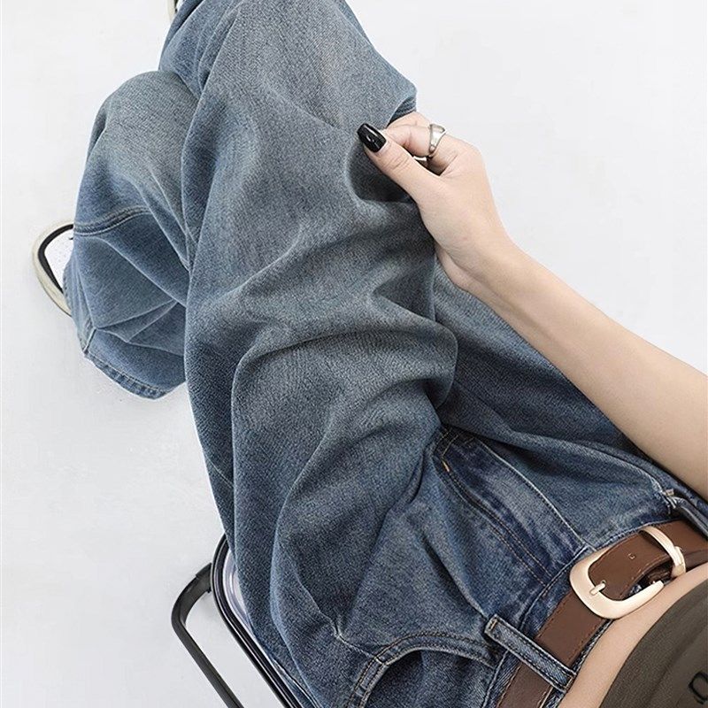 复古阔腿牛仔裤女秋季新款胖mm高腰宽松显瘦直筒长裤梨形身材裤子,女装/女士精品,大码裤装,淘宝优惠券,粉丝福利购,淘宝优惠卷