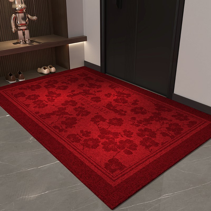 新年入户门地垫喜庆家用新款红色地毯耐脏防滑高级感进门玄关垫子