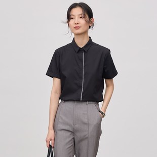 宿色短袖衬衫女正装2023夏季公务员面试服装职业白衬衣ol工作服