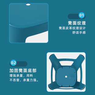 珠江加厚塑料凳子家用防滑熟胶高凳餐桌凳大排档方凳凳子餐厅椅子