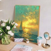 海洋风景数字油画diy填充涂色手工手绘高级感丙烯油彩画装 饰挂画