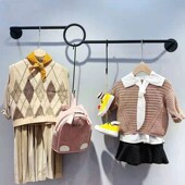 服装 店挂衣架简约货架 店展示上墙正挂陈列架哑光黑墙上壁挂男女装