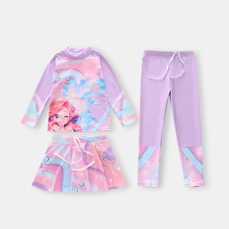 儿童泳装夏季分体防晒女童游泳服长袖长裤中小童学生学游泳泳衣