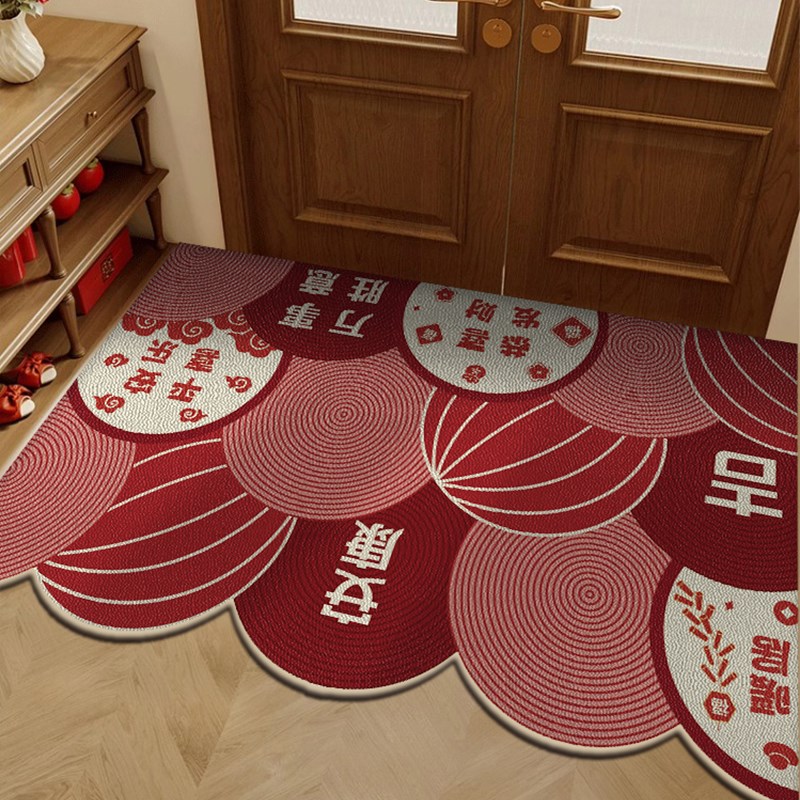 入户门地垫进门门口玄关脚垫耐脏防滑红色喜庆玄关门垫可裁剪地毯