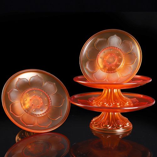 仿琉璃八吉祥果盘莲花果盘贡品水果供盘果碟室内家用供奉用品果碟