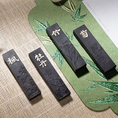 善琏湖笔 百宝图 松烟墨实用级墨块墨条墨锭初学者手工高档墨徽墨