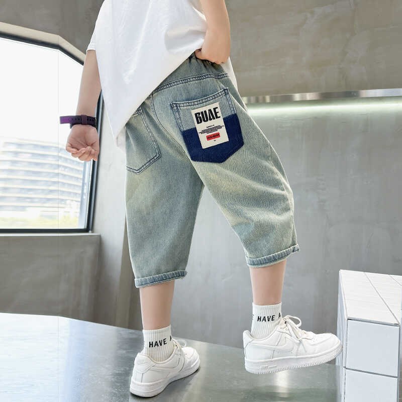 儿童装男童裤子2024新款中大童薄款夏季牛仔短裤夏款男孩五分中裤