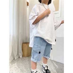 儿童水洗纯棉牛仔短裤 帅帅的男童裤 中大童七分裤子 夏款童装