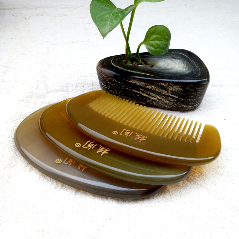 梳阁天然白水牛角可爱随身小梳子儿童宝宝梳密齿防便携 刻字