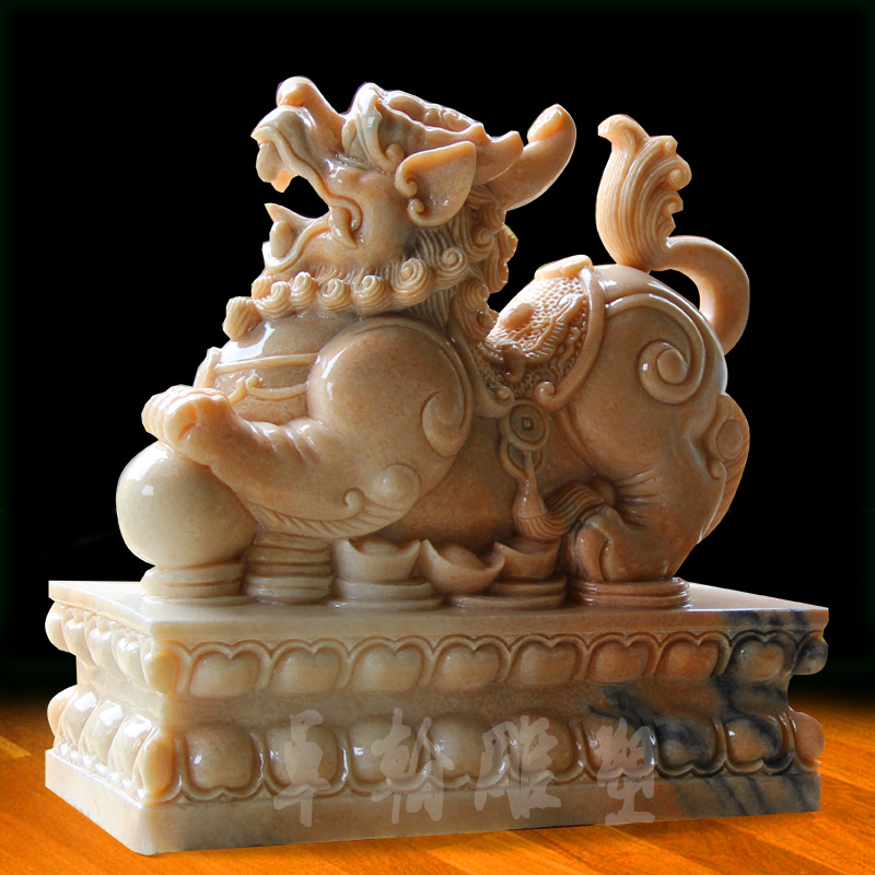 石雕貔貅一对家用庭院户外看门镇宅招财摆件门口汉白玉麒麟石狮子