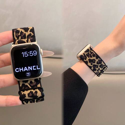 适用苹果手表iwatch10表带弹力编织豹纹回环applewatch98运动舒适