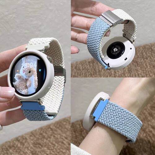 适用华为gt5带壳表带gt4尼龙编织gt3/2卡扣watch4Pro弹力荣耀2e