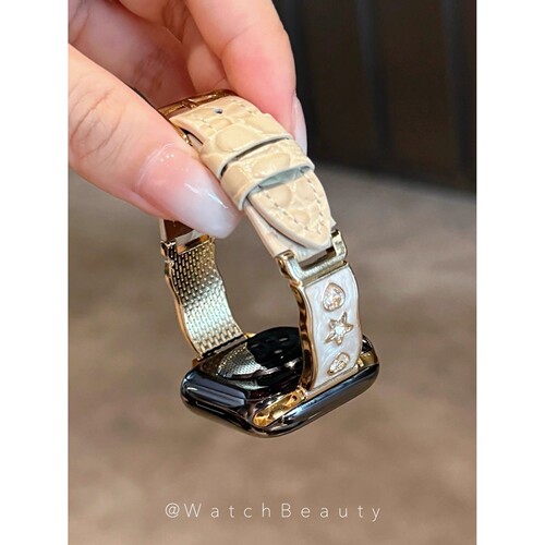 适用华为手环Fit4鎏金钻拼皮表带小米8/9pro红米手表5苹果watch10
