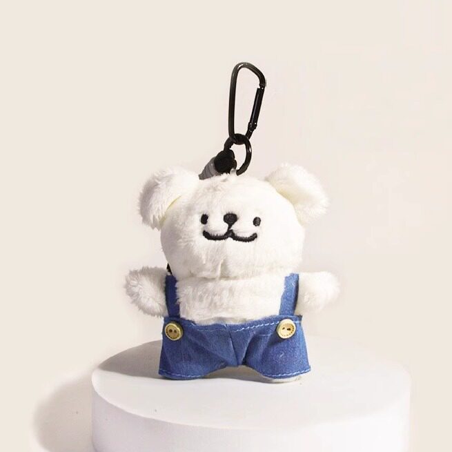 韩国可爱线条小狗毛绒公仔挂件背带裤小狗包包挂饰钥匙扣学生礼物