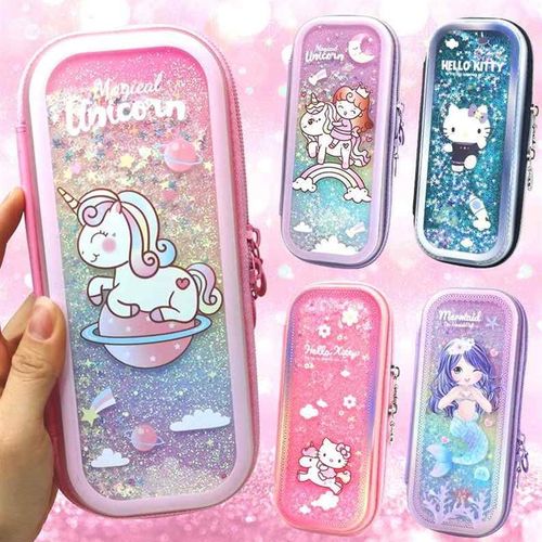 速发文具盒笔袋生韩版简约可爱流沙笔笔小学生大容量铅盒盒文具袋