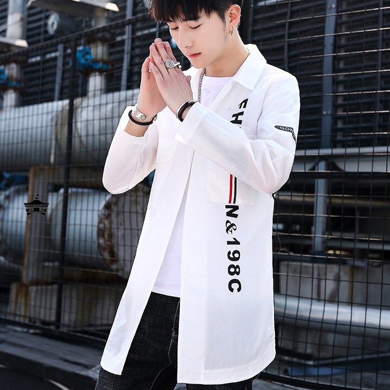 速发春夏季外套男超服款透气休流潮闲百搭学生帅气防晒薄风衣中长