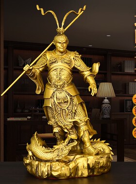 速发黄铜斗战胜猴佛子摆件纯关齐天大圣孙行者家居客厅玄铜装饰