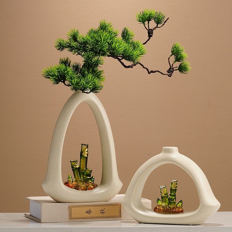 速发新中式节玄高升竹子花节入门瓶关高级感摆件办公室电视机柜装