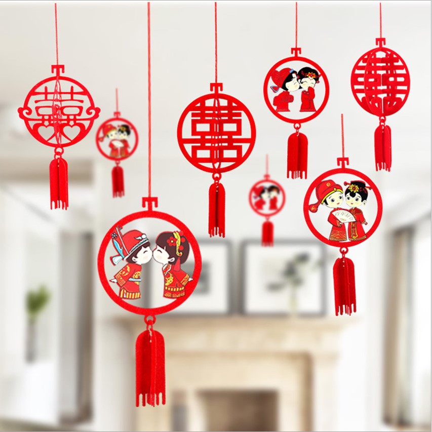 速发结婚立体室花挂件拉花婚房餐印走廊装饰创意喜字套餐饰品套卧图片