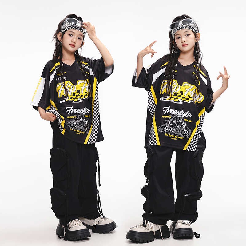 速发儿瞳街舞潮服嘻哈hip服op套装男孩酷帅机车赛车h爵孩士舞蹈服