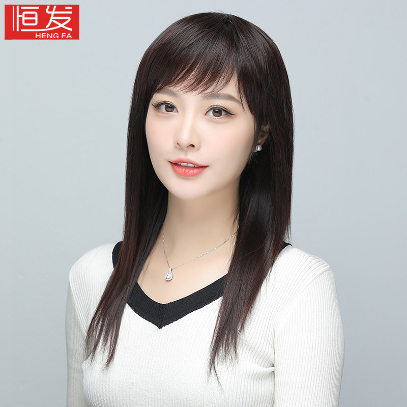 速发假发长发真发全真中套中长款全头发式直发人老年士自然假发套