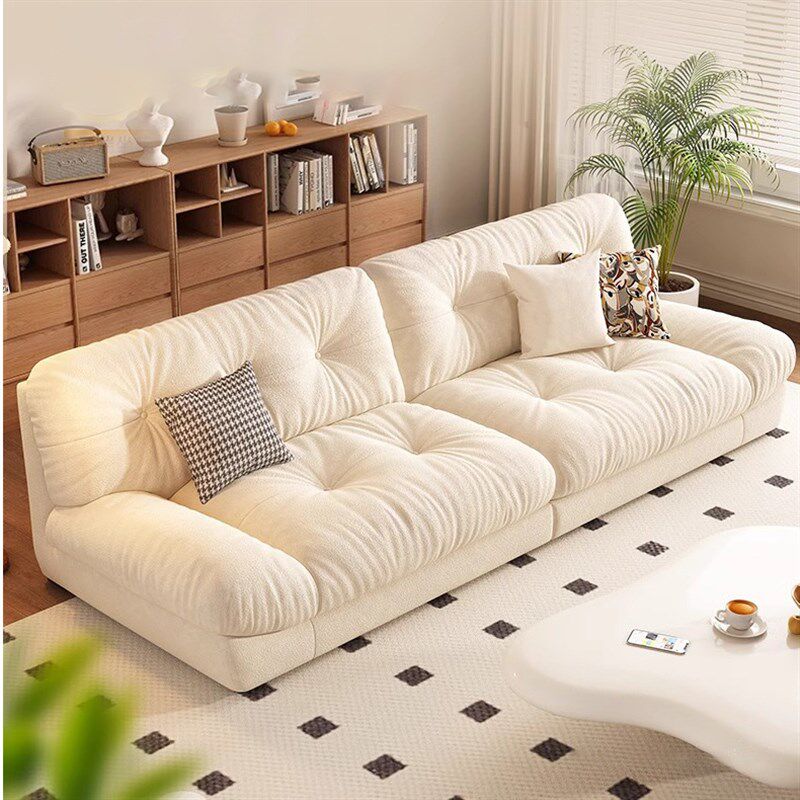 速发迪驼云朵沙发客厅布约猫抓简奶油风布艺沙发直排小户型
